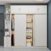 Timagebreze Elegant White Wooden Bedroom Closet with Shelves and Hanging Space, Modern Wardrobe Organizer