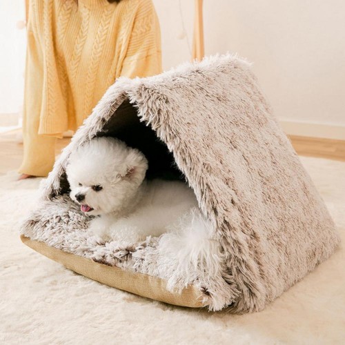 Timagebreze Soft Plush Pet Bed House for Small Dogs and Cats, Cozy Indoor Pet Furniture with Removable Cushion